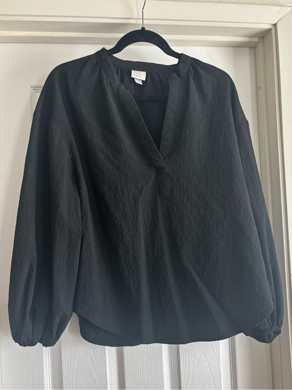 a new day Black Long Sleeve V-Neck Blouse